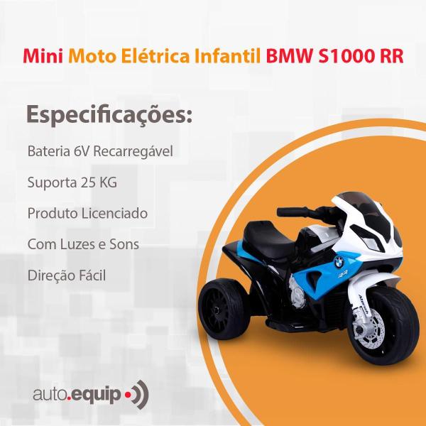 Imagem de Mini Moto Eletrica Bmw S1000Rr 6V Azul Bw180Az