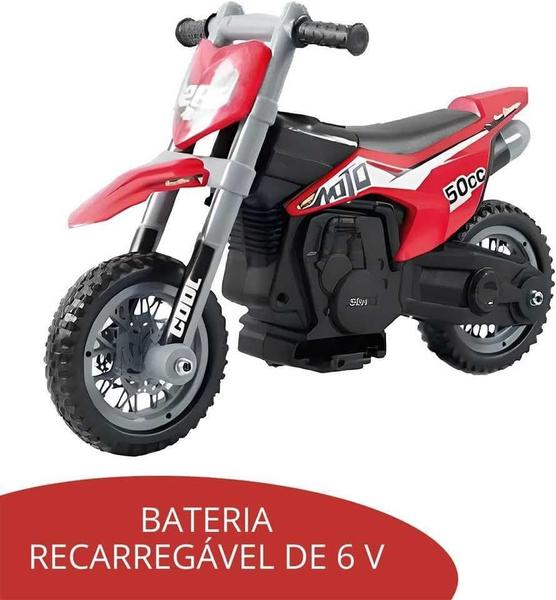 Imagem de Mini Moto Elétrica Cross 6V Importway Vermelha BW233VM Certificado Inmetro Velocidade Máxima 3km/h Luz Rodas de Treiname