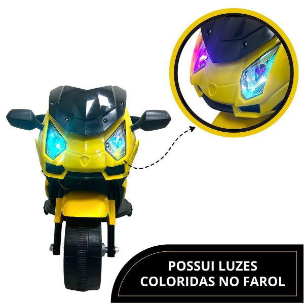 Imagem de Mini Moto Elétrica Hayabusa Amarela Bivolt até 25 Kg com Fárois Led Coloridos