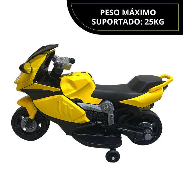 Imagem de Mini Moto Elétrica Hayabusa Amarela Bivolt até 25 Kg com Fárois Led Coloridos