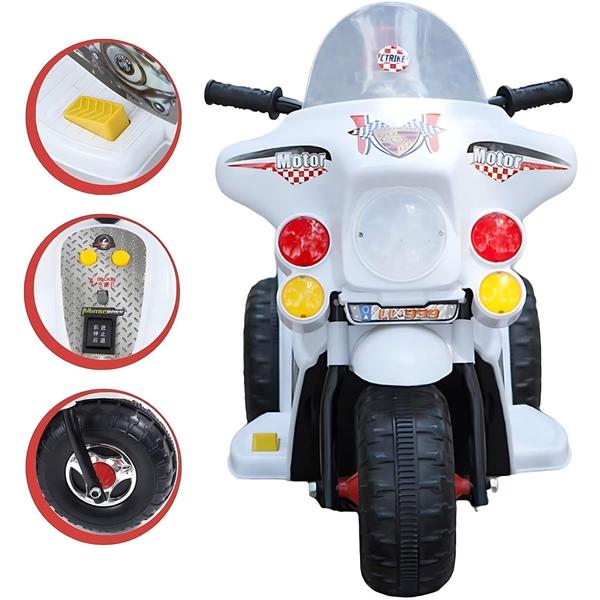 Imagem de Mini Moto Elétrica Infantil 6V Até 30kg C/ Baú Branco Zippy Toys - 9023