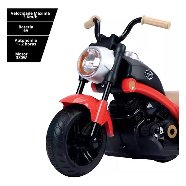 Imagem de Mini Moto Elétrica Infantil 6v Chopper Vermelha Unitoys