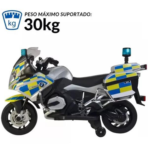 Imagem de Mini Moto Elétrica Infantil Bateria 12V Bmw R 1200RT Som Farol Led Polícia Prata Importway Bw-316 Pr