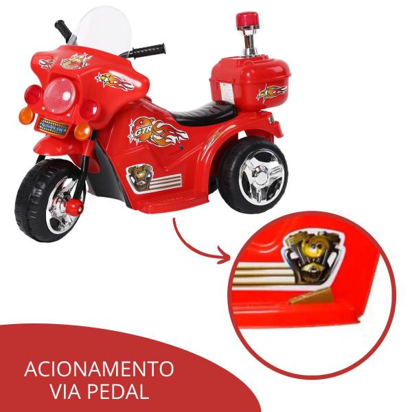 Imagem de Mini Moto Elétrica Infantil com Sirene Luzes e Música Vermelha