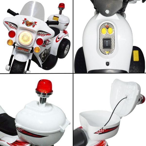 Mini Moto Elétrica Infantil Triciclo Criança Bateria 6V Importway BW002-B Branco Polícia Bivolt Imagem de Mini Moto Elétrica Infantil Triciclo Criança Bateria 6V Importway BW002-B Branco Polícia Bivolt