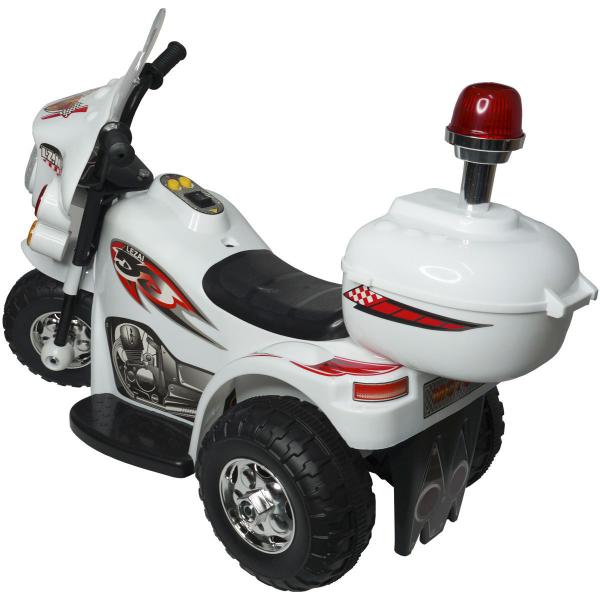 Mini Moto Elétrica Infantil Triciclo Criança Bateria 6V Importway BW002-B Branco Polícia Bivolt Imagem de Mini Moto Elétrica Infantil Triciclo Criança Bateria 6V Importway BW002-B Branco Polícia Bivolt
