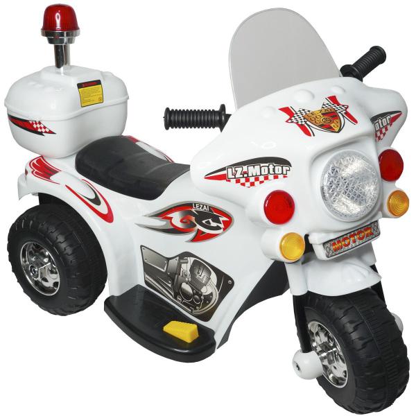 Mini Moto Elétrica Infantil Triciclo Criança Bateria 6V Importway BW002-B Branco Polícia Bivolt Imagem de Mini Moto Elétrica Infantil Triciclo Criança Bateria 6V Importway BW002-B Branco Polícia Bivolt
