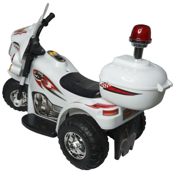 Imagem de Mini Moto Elétrica Infantil Triciclo Criança Bateria 6V Importway BW002-B Branco Polícia Bivolt