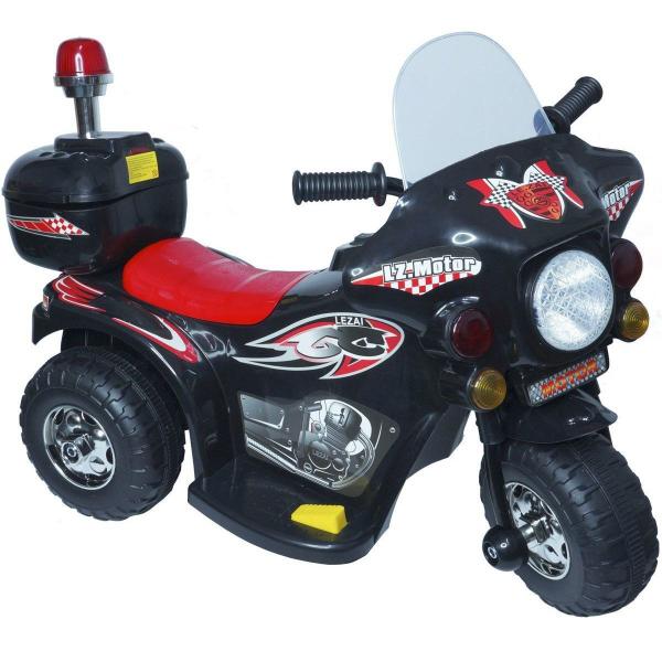 Imagem de Mini Moto Elétrica Infantil Triciclo Criança Bateria 6V Importway BW002-P Preto Polícia Bivolt