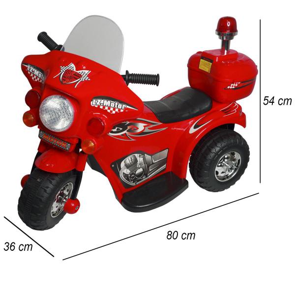 Imagem de Mini Moto Elétrica Infantil Triciclo Criança Bateria 6V Importway BW002-V Vermelho Polícia Bivolt