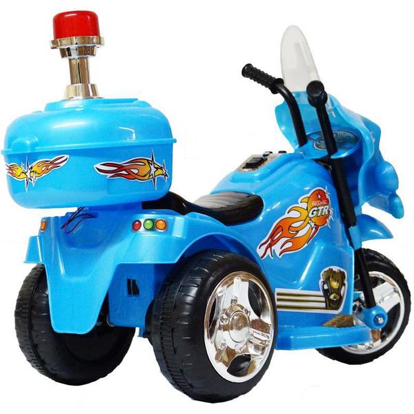 Imagem de Mini Moto Elétrica Triciclo Criança Infantil Bateria 6V Importway BW006-AZ Azul Polícia Bivolt