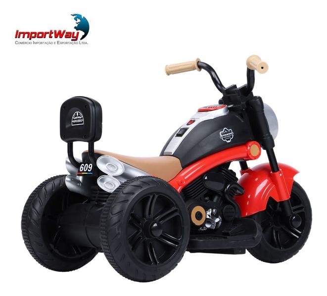 Imagem de Mini Moto Elétrica Vermelha Infantil 6v Triciclo C/ Luz Som