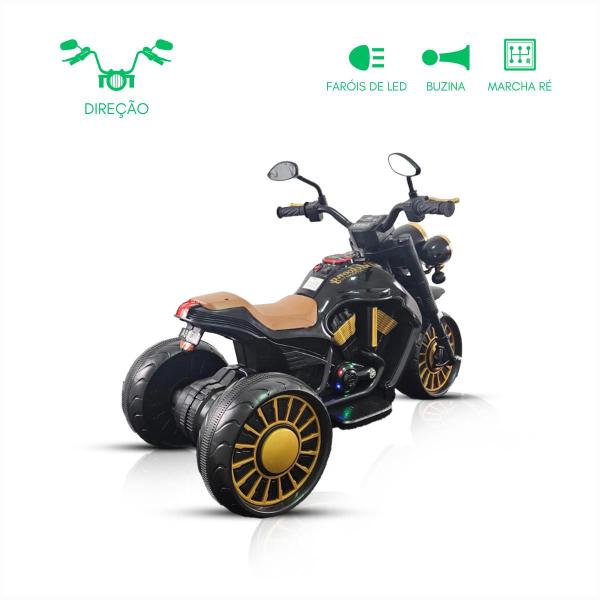 Imagem de Mini Moto Infantil Elétrica Preto Bluetooth Usb Bike Led Ré