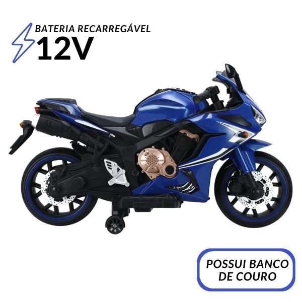 Imagem de Mini Moto Motinha Elétrica Infantil Bateria 12V Som Farol Led Azul Brinqway Bw301az