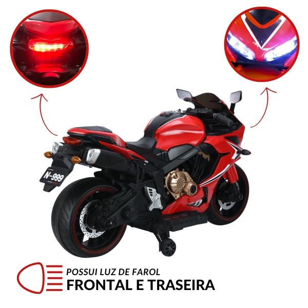 Imagem de Mini Moto Motinha Elétrica Infantil Bateria 12V Som Farol Led Vermelha Brinqway Bw301vm