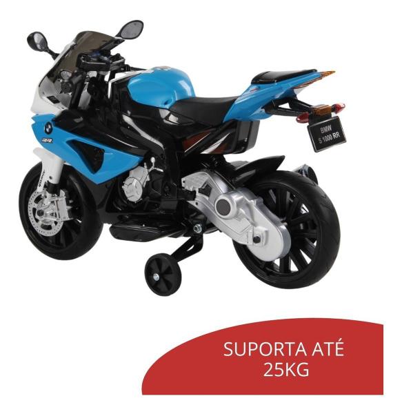 Imagem de Mini Moto Motinha Eletrica Infantil Brinquedo Bmw S1000RR 12V Luzes Som Menino Com Luzes Som Azul