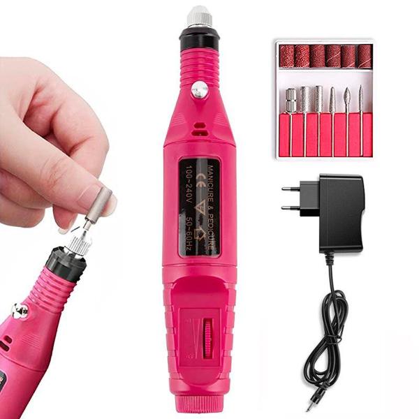 Imagem de Mini Motor Elétrico Portátil Rosa 110v/220v para Unhas Naturais