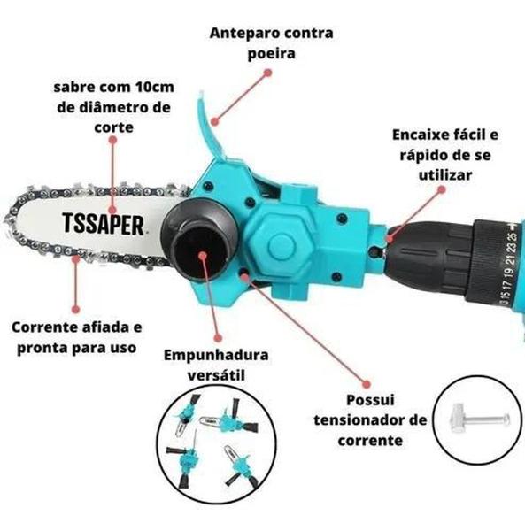 Imagem de Mini Motosserra Adaptador eletrosserra para parafusadeira Tssaper Modelo: TSADP03