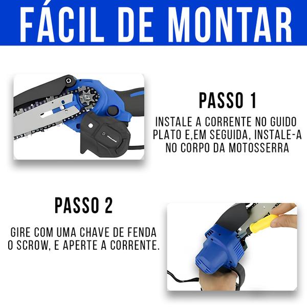 Imagem de Mini Motosserra Elétrica Portátil 2 Baterias 36v 6 Polegadas