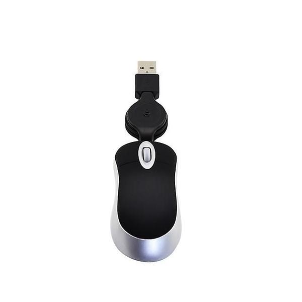 Mini mouse de computador cabo USB retrátil Ergonomic1600 DPI Pequenos Mouses portáteis para laptop (preto) - SANLIN BEANS Imagem de Mini mouse de computador cabo USB retrátil Ergonomic1600 DPI Pequenos Mouses portáteis para laptop (preto)