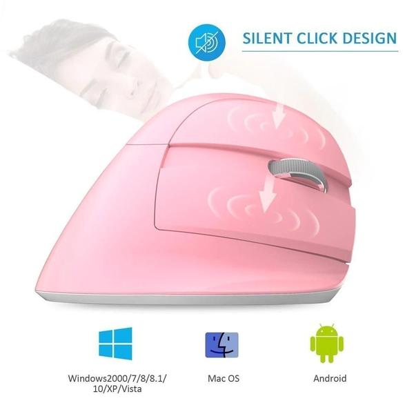 Imagem de Mini Mouse sem fio Bluetooth+USB Silencioso Clique em RGB Ergonômico Recarregável Ratos de computador vertical recarregáveis para usuários de mão pequena Mouses