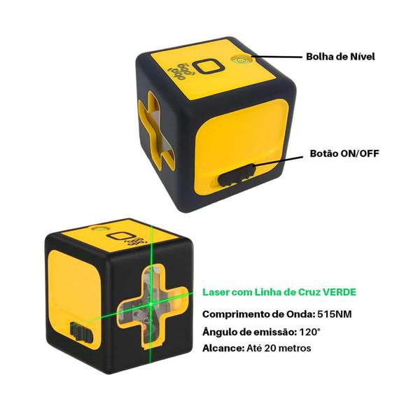 Imagem de Mini Nível Laser Com 2 Linhas Verde Profissional 20M Tripé - OBA OBA MIX