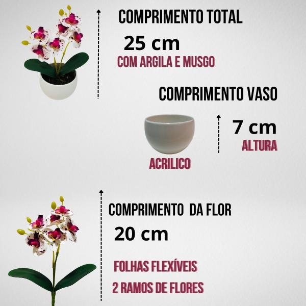 Imagem de Mini Orquidea com Vaso Acrilico 20cm Planta Artificial Flor