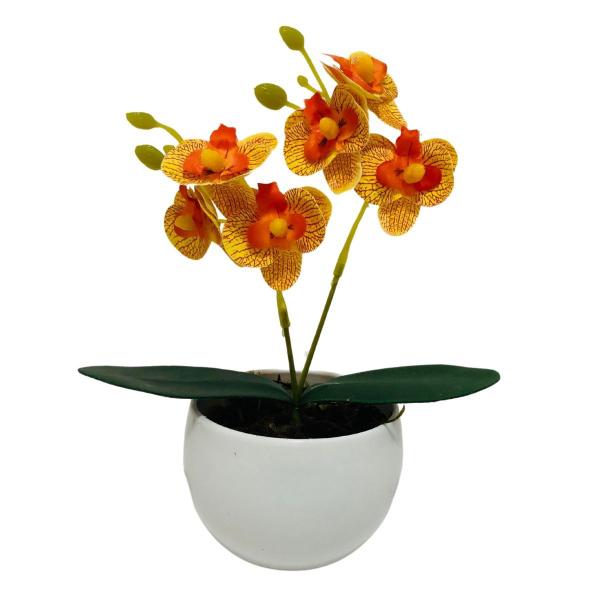 Imagem de Mini Orquidea com Vaso Acrilico 20cm Planta Artificial Flor
