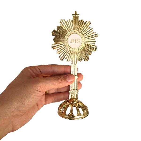 Imagem de Mini Ostensório Para Lembrancinha Dourado Folheado 18cm