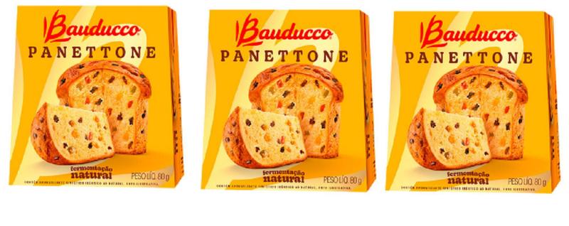 Imagem de Mini Panetone Bauducco 80g Frutas kit com 3 na Caixinha