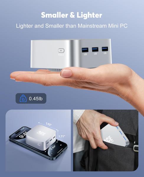 Imagem de Mini PC ACEMAGICIAN 12º N100 16 GB LPDDR5 512 GB SSD 4K UHD