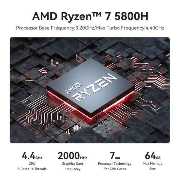 Imagem de Mini PC Beelink AMD Ryzen 7 5800H 16 GB DDR4 500 GB SSD 4K