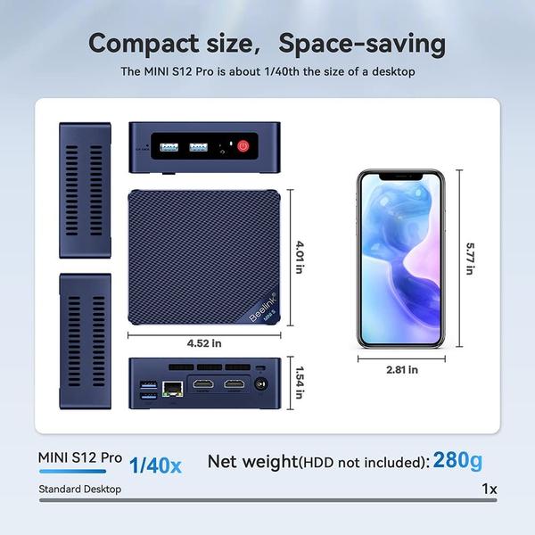 Imagem de Mini PC Beelink Mini S12 Intel 12º N100 16 GB de RAM 500 GB SSD