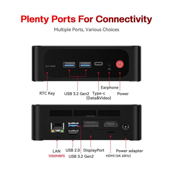 Imagem de Mini PC Beelink Ser5 5800H AMD Ryzen 7 16 GB DDR4 500 GB SSD