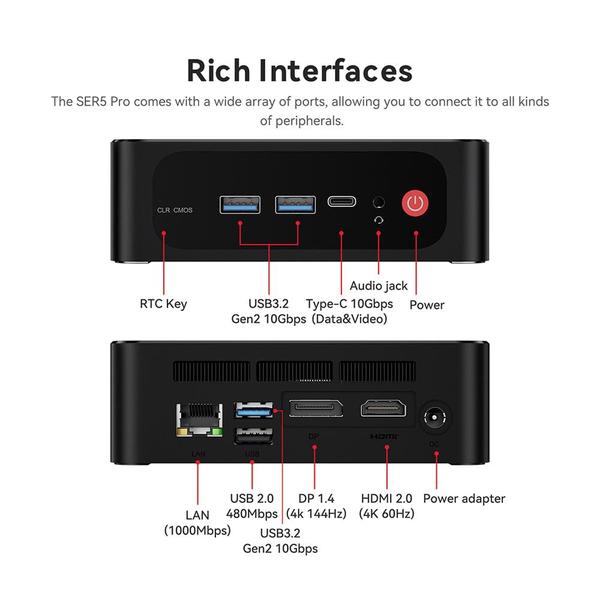 Imagem de Mini PC Beelink SER5 AMD Ryzen 7 5700U 32 GB de RAM 500 GB SSD