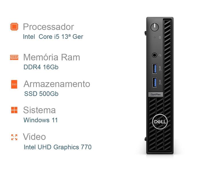 Imagem de Mini PC Dell Core i5 13 Geração DDR4 16Gb SSD 500Gb