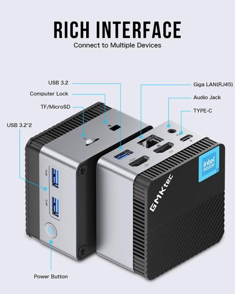 Imagem de Mini PC GMKtec Windows 11 Pro Intel N5105 de 11ª geração 8 GB/128 GB