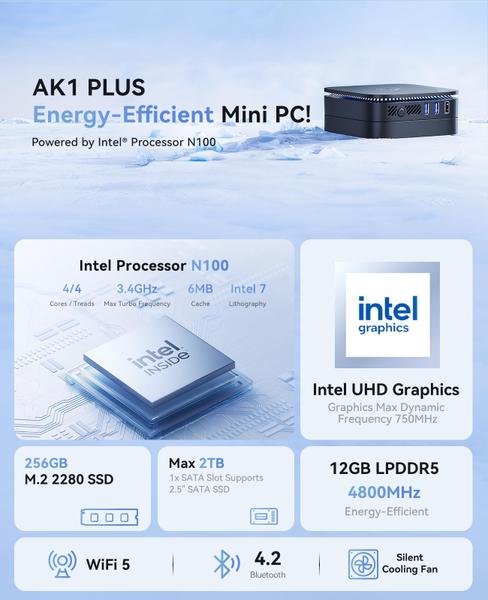 Imagem de Mini PC KAMRUI N100 Windows 11 Pro 12 GB de RAM 256 GB SSD 4K HDMI