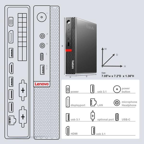 Imagem de mini pc Lenovo Think M720q Core I7 9700T 9ª Geração 16Gb DDR4 SSD 256gb WIFI/BLUETOOTH WIN11