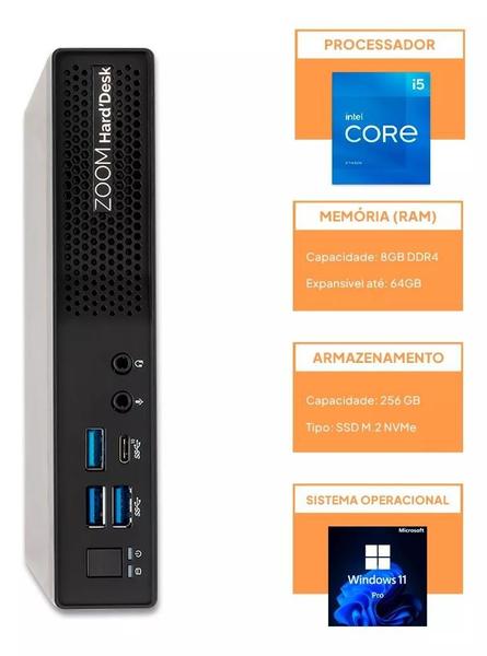 Imagem de Mini pc, zoom hard desk, i5-11400, ddr4 8gb, nvme 256gb, wds 11 pro