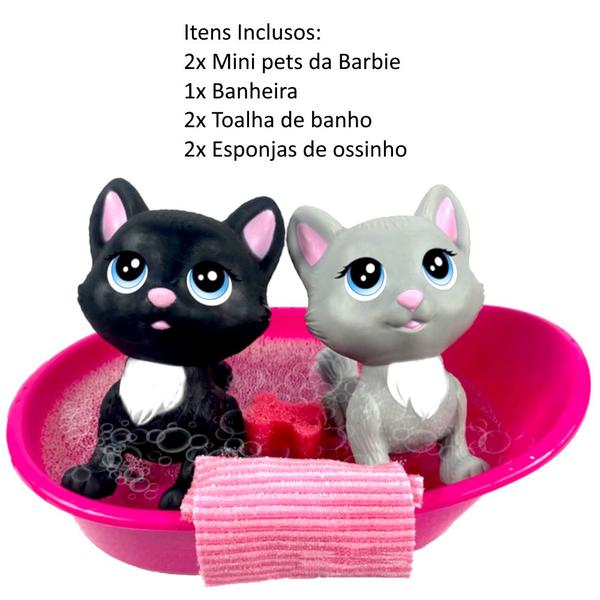 Imagem de Mini Pets 2 Gatinhos na Banheira Brinquedo para Meninas Vinil da Barbie Original