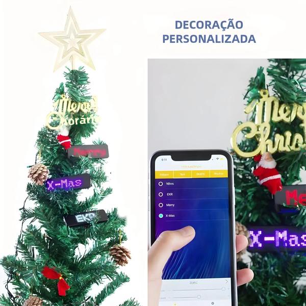 Imagem de Mini Placa de Mensagem LED Recarregável com Bluetooth - Programável e Digital