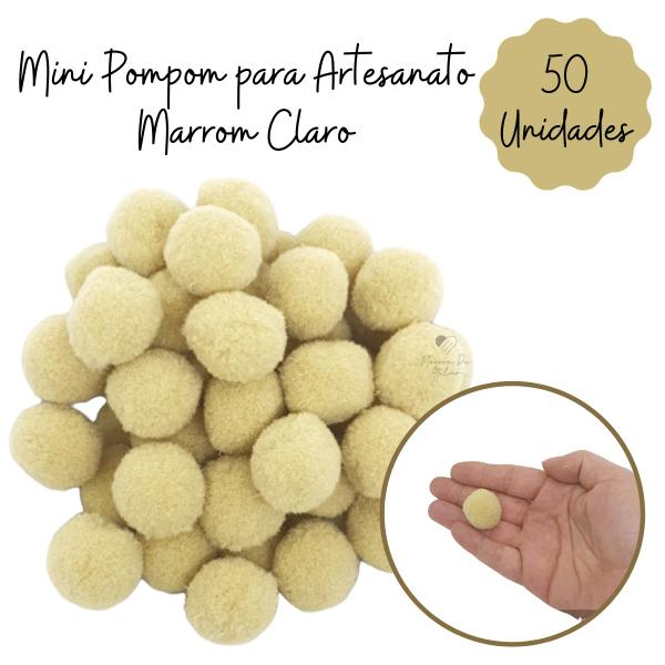 Imagem de Mini Pompom para Artesanato 22mm Marrom Claro 50 Unidades