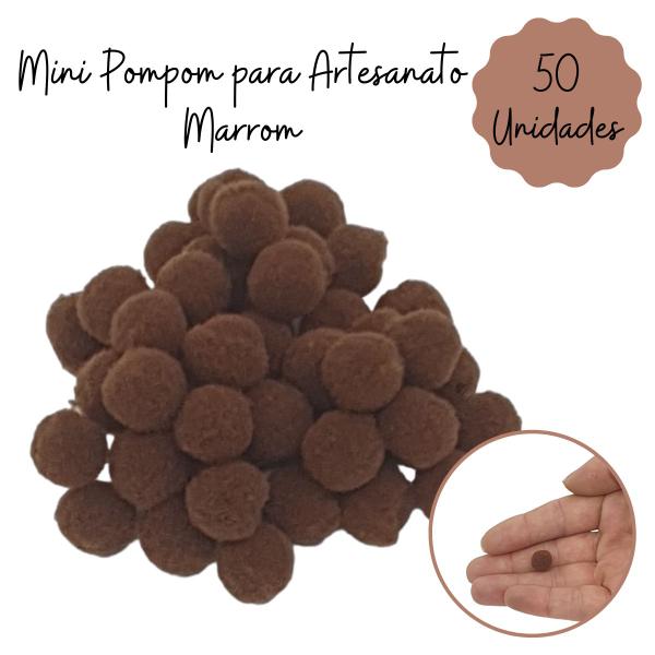 Imagem de Mini Pompom para Artesanato Bolinha 10mm Marrom 50 Unidades