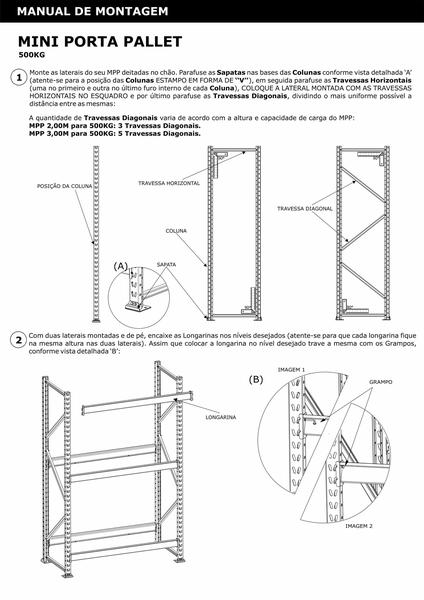 Imagem de Mini Porta Pallet Continuação 500KG Com 4 Longarinas 3,00 X 1,80 X 0,80 Com Bandeja De Madeira - ULTRA Móveis