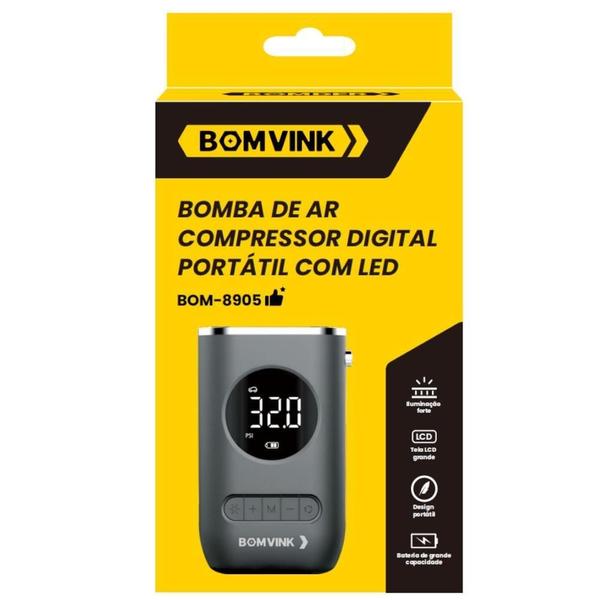 Imagem de Mini Portatil Bomba De Ar Calibrador Compressor Digital Led