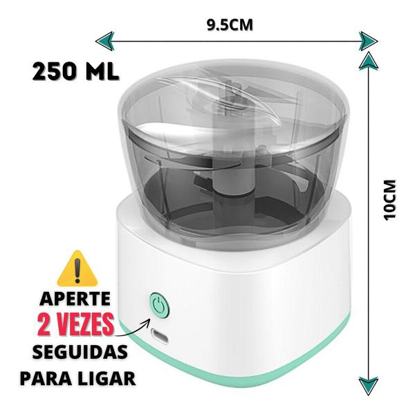 Imagem de Mini Processador 3 Laminas Elétrico Alho S/fio Alimentos Usb