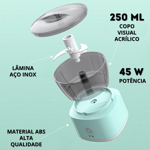 Imagem de Mini Processador 3 Laminas Elétrico Alho S/fio Alimentos Usb