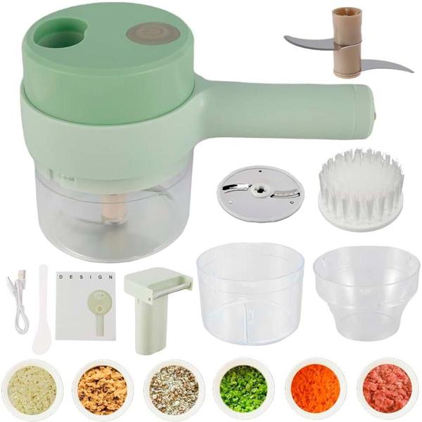 Imagem de Mini Processador Alimentos 4 Em 1 Verde Potente E Silencioso