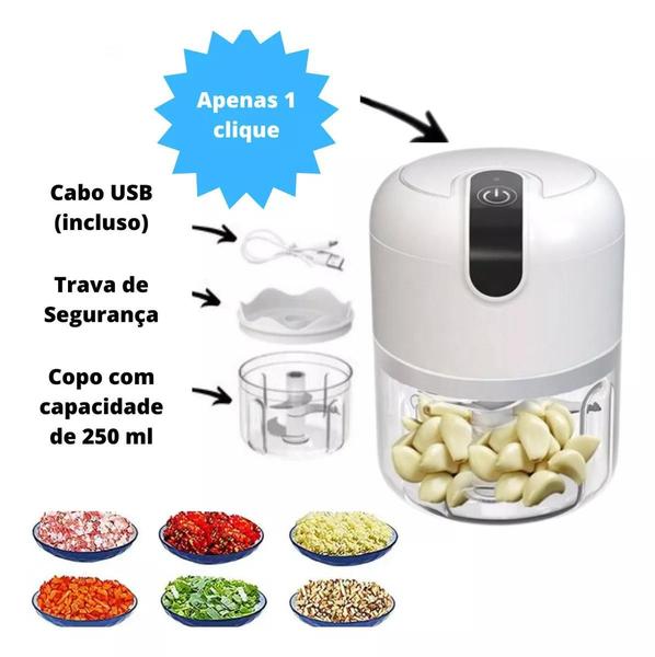 Imagem de Mini Processador De Alho Legumes Verduras Elétrico Sem Fio